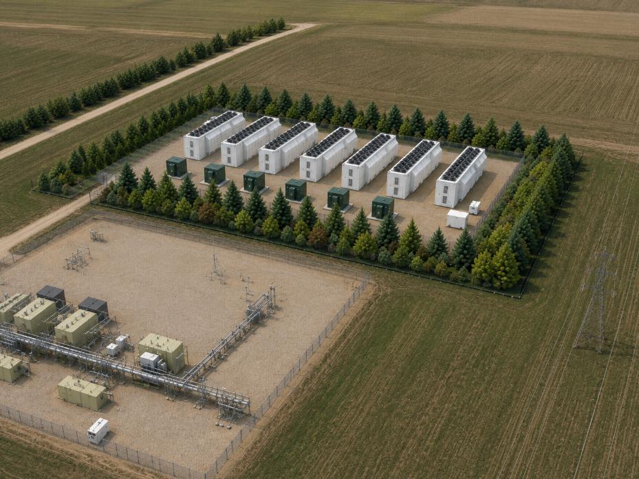 Illustrative concept of the proposed Gayford Facility and surrounding farmland
